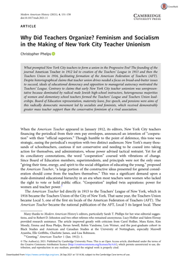 Feminism and Socialism in the Making of New York City Teacher Unionism