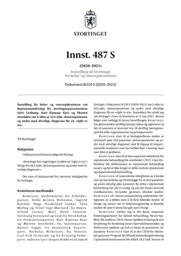 Innst. 487 S (2020–2021) Innstilling Til Stortinget Fra Helse- Og Omsorgskomiteen