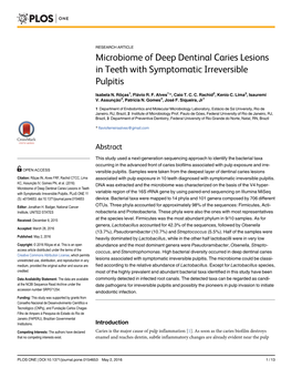 Microbiome of Deep Dentinal Caries Lesions in Teeth with Symptomatic Irreversible Pulpitis