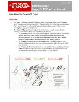 Backgrounder: Stage 2 LRT Contract Award