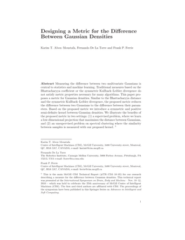 Designing a Metric for the Difference Between Gaussian Densities