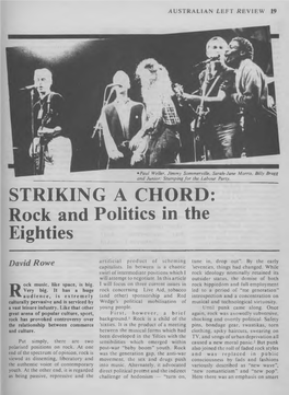 STRIKING a CHORD: Rock and Politics in the Eighties