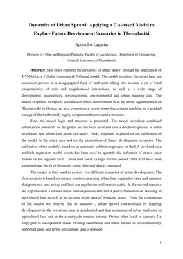 Dynamics of Urban Sprawl: Applying a CA-Based Model to Explore Future Development Scenarios in Thessaloniki