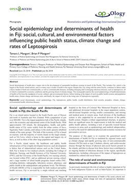 Social Epidemiology and Determinants of Health in Fiji