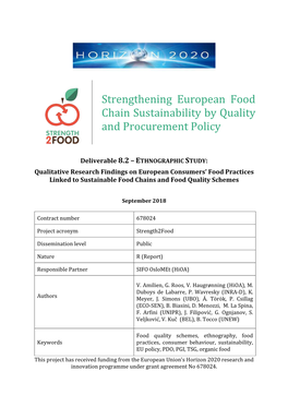 Strengthening European Food Chain Sustainability by Quality and Procurement Policy