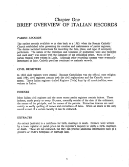 Brlef OVERVIEW of ITAL CORDS