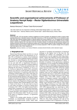 Scientific and Organizational Achievements of Professor of Anatomy Henryk Kadyi – Rector Vigilantissimus Universitatis Leopoliensis