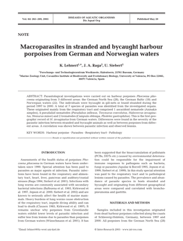 Macroparasites in Stranded and Bycaught Harbour Porpoises from German and Norwegian Waters