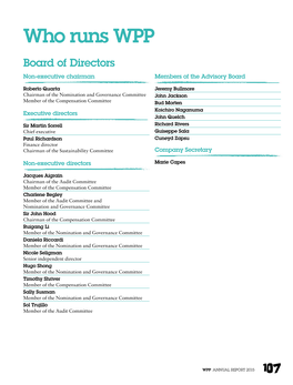 Who Runs WPP Board of Directors Non-Executive Chairman Members of the Advisory Board