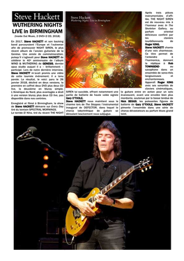 Steve HACKETT Et Son Backing Tourbillonnants De Band Parcouraient L’Europe Et L’Outremer Roger KING