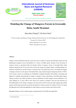 Modeling the Change of Mangrove Forests in Irrawaddy Delta, South Myanmar