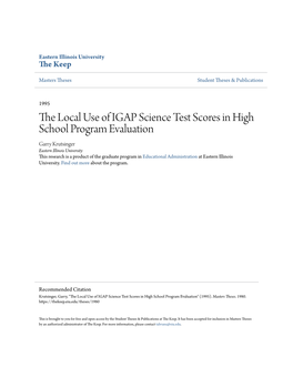 The Local Use of IGAP Science Test Scores in High School Program