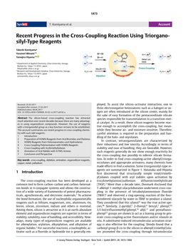 Recent Progress in the Cross-Coupling Reaction Using Triorgano- Silyl-Type Reagents