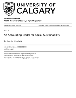 An Accounting Model for Social Sustainability the Case of the Banff