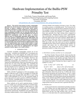Hardware Implementation of the Baillie-PSW Primality Test