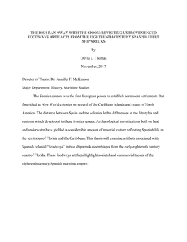 The Dish Ran Away with the Spoon: Revisiting Unprovenienced Foodways Artifacts from the Eighteenth Century Spanish Fleet Shipwrecks