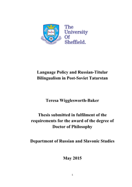 Language Policy and Russian-Titular Bilingualism in Post-Soviet Tatarstan