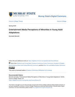 Entertainment Media Perceptions of Minorities in Young Adult Adaptations