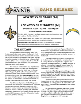 Chargers Preseason Game Release 2018.Pub