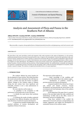 Albina SINANI, Gentian RUSPI, Jostina DHIMITRI Journal of Settlements and Spatial Planning, Vol