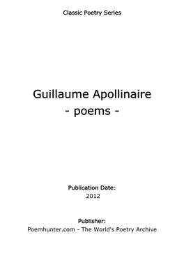 Guillaume Apollinaire - Poems