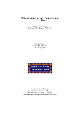 Metamorphic Virus: Analysis and Detection