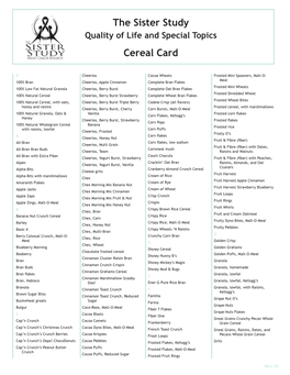 The Sister Study Cereal Card