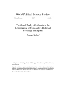 The Grand Duchy of Lithuania in the Retrospective of Comparative Historical Sociology of Empires