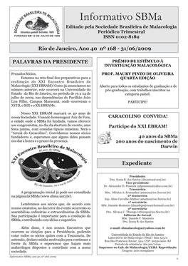 Informativo Sbma D C a O D L E I O C Editado Pela Sociedade Brasileira De Malacologia G