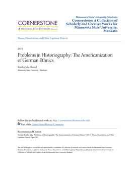 The Americanization of German Ethnics Bradley Jake Hustad Minnesota State University - Mankato