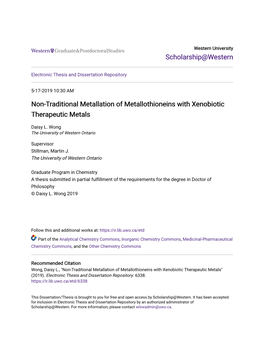 Non-Traditional Metallation of Metallothioneins with Xenobiotic Therapeutic Metals