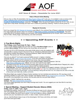 Upcoming AOF Events  
