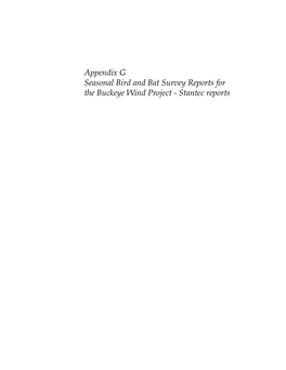 Appendix G Seasonal Bird and Bat Survey Reports for the Buckeye Wind Project - Stantec Reports