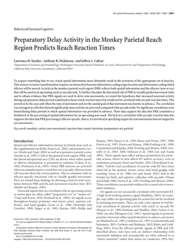 Preparatory Delay Activity in the Monkey Parietal Reach Region Predicts Reach Reaction Times