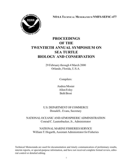 Proceedings of the Twentieth Annual Symposium on Sea Turtle Biology and Conservation