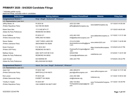 PRIMARY 2020 - 8/4/2020 Candidate Filings