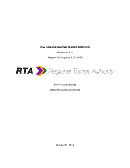 NEW ORLEANS REGIONAL TRANSIT AUTHORITY Addendum II to Request for Proposals # 2019-030