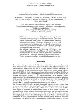 Strained Silicon-On-Insulator – Fabrication and Characterization