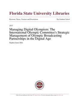 The International Olympic Committee's Strategic Management of Olympic Broadcasting Partnerships in the Digital Age Stephen James Hills