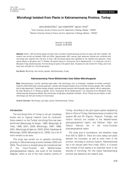 Microfungi Isolated from Plants in Kahramanmarafl Province, Turkey