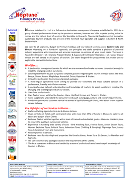 We Offer...Key Highlights of Our Services in Bhutan …