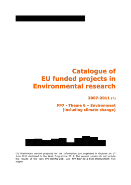 Catalogue of EU Funded Projects in Environmental Research