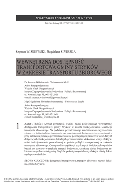 Wewnętrzna Dostępność Transportowa Gminy Stryków W Zakresie Transportu Zbiorowego