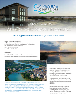 Own a New Lakeside Golf Resort in Canada