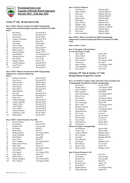 Provisional Entry List Legends of Brands Hatch Superprix 9Th July 2021