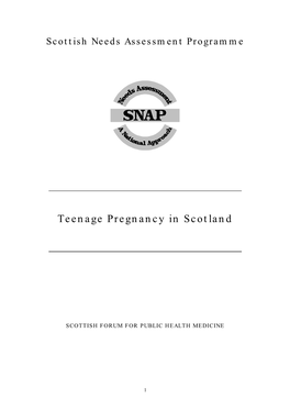 Teenage Pregnancy in Scotland