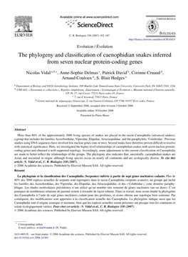 The Phylogeny and Classification of Caenophidian Snakes Inferred From