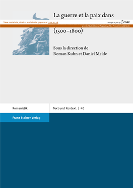 La Guerre Et La Paix Dans La Poésie Épique En France (1500–1800)