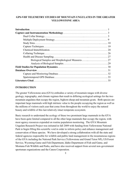 Telemetry Studies of Mountain Ungulates in the Greater Yellowstone Area