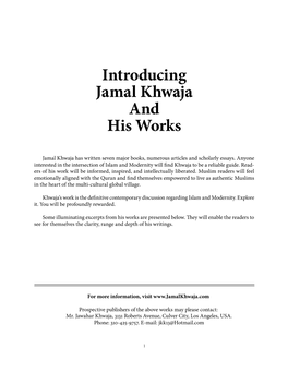 Introducing Jamal Khwaja and His Works